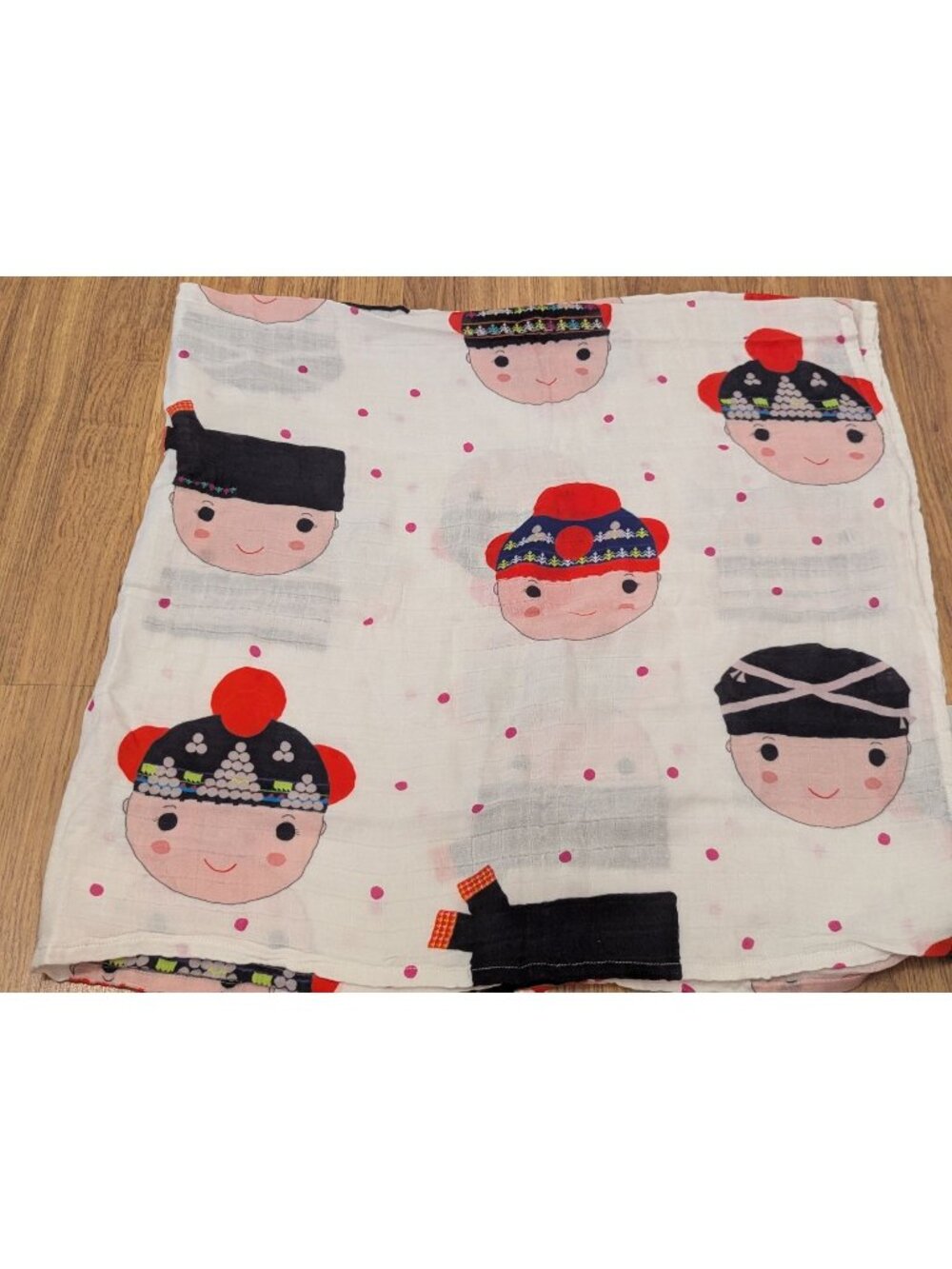 Pam Pam 100% Bamboo Swaddle Blanket 47x47" Cute Baby Faces Print White Multicolo